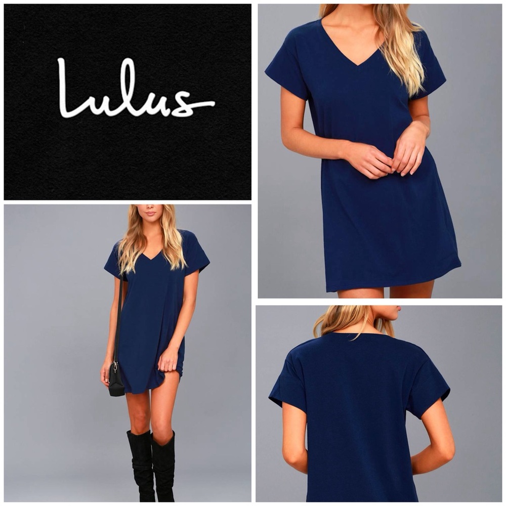 Super Comfy Lulu’s Navy Blue Shift Mini Dress XS